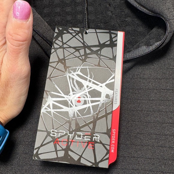 Spyder Active Mens Black Quarter Zip Pullover Textured Thumbhole Shirt Small NEW - Picture 5 of 10